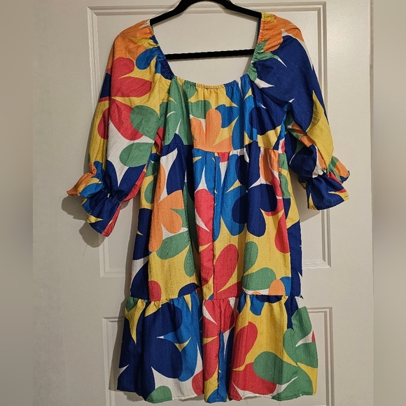 Peach Love Flowered Midi Dress sz medium - Picture 6 of 6